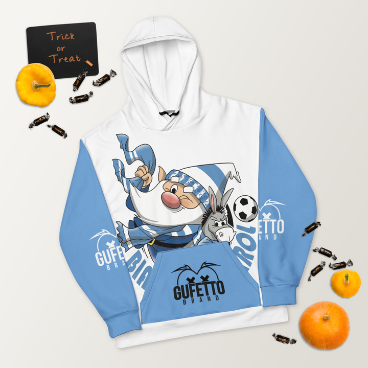 Felpa con cappuccio Uomo/Donna BIANCO AZZURROLO - Gufetto Brand 