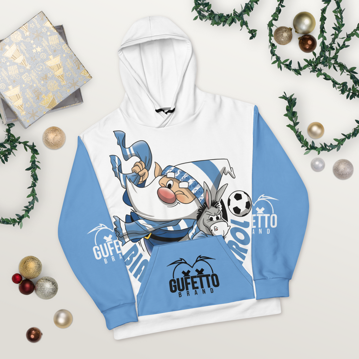 Felpa con cappuccio Uomo/Donna BIANCO AZZURROLO - Gufetto Brand 