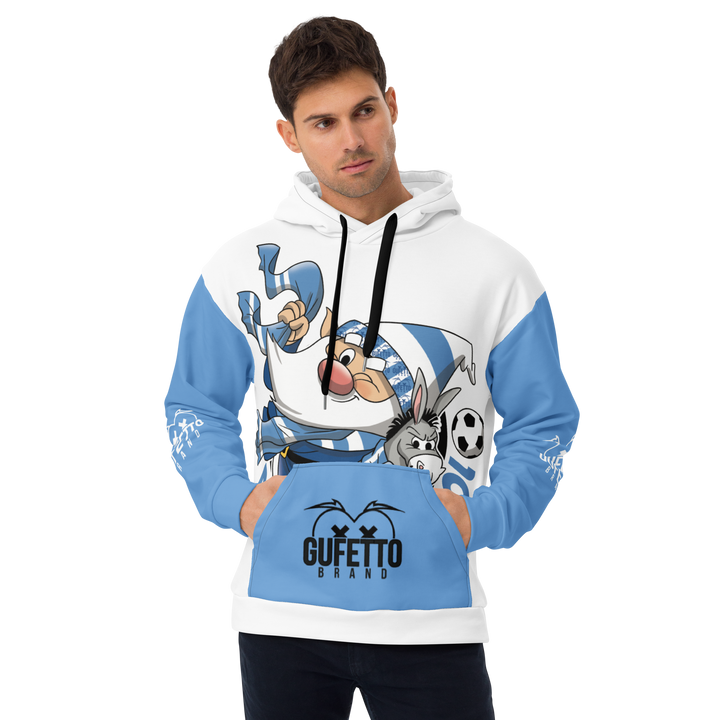 Felpa con cappuccio Uomo/Donna BIANCO AZZURROLO - Gufetto Brand 