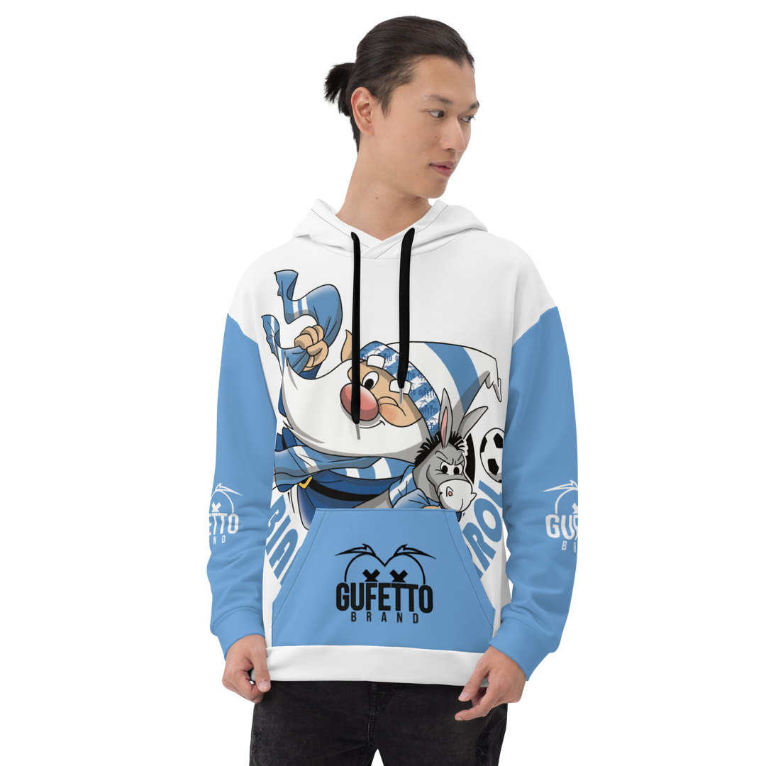Felpa con cappuccio Uomo/Donna BIANCO AZZURROLO - Gufetto Brand 