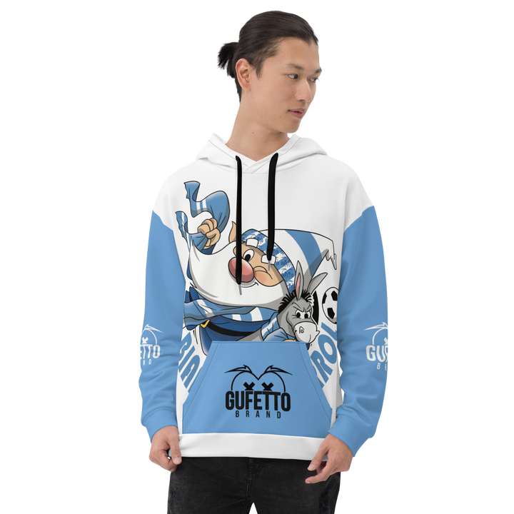 Felpa con cappuccio Uomo/Donna BIANCO AZZURROLO - Gufetto Brand 