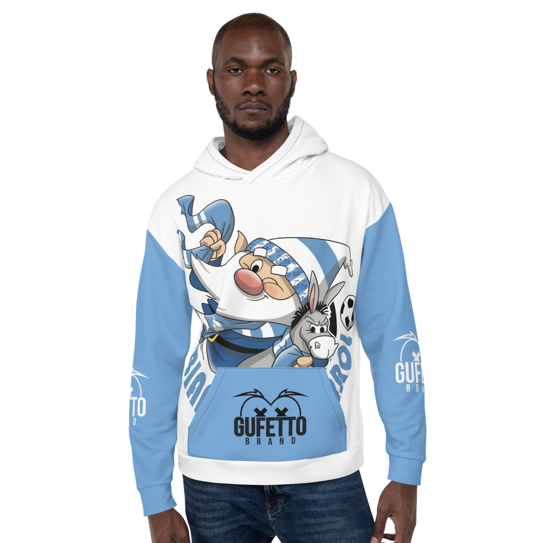 Felpa con cappuccio Uomo/Donna BIANCO AZZURROLO - Gufetto Brand 
