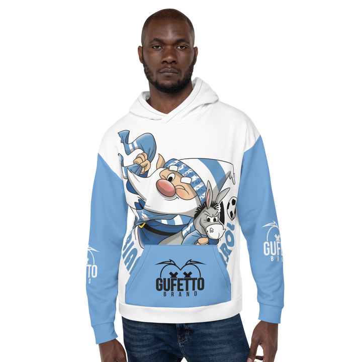Felpa con cappuccio Uomo/Donna BIANCO AZZURROLO - Gufetto Brand 