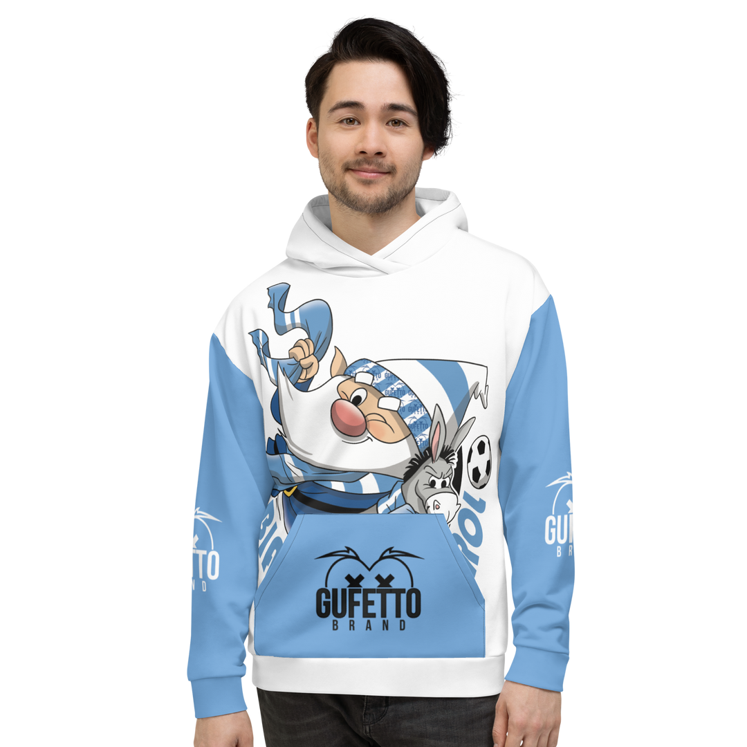 Felpa con cappuccio Uomo/Donna BIANCO AZZURROLO - Gufetto Brand 