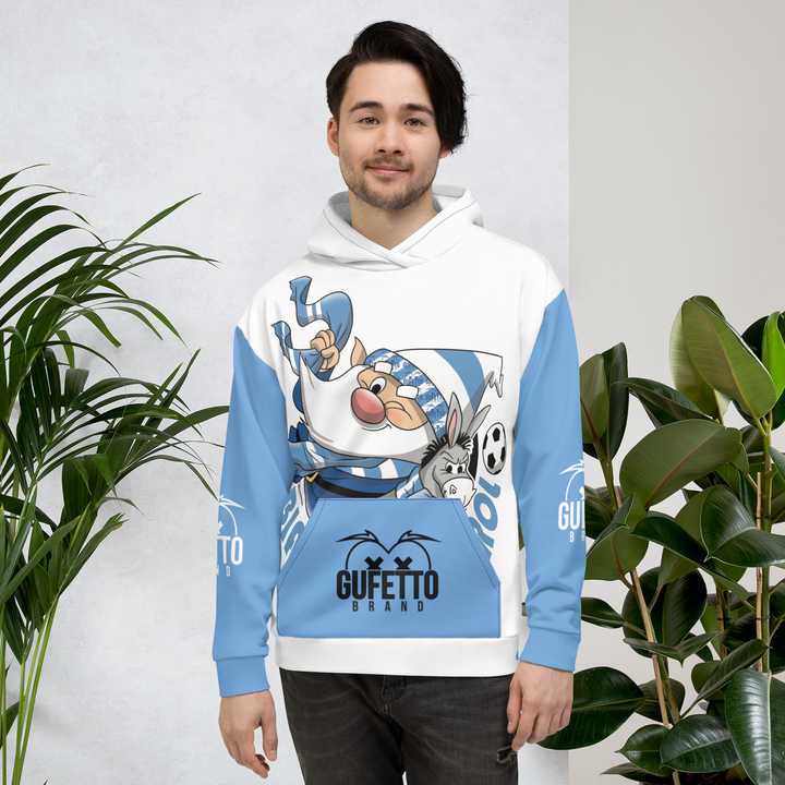 Felpa con cappuccio Uomo/Donna BIANCO AZZURROLO - Gufetto Brand 