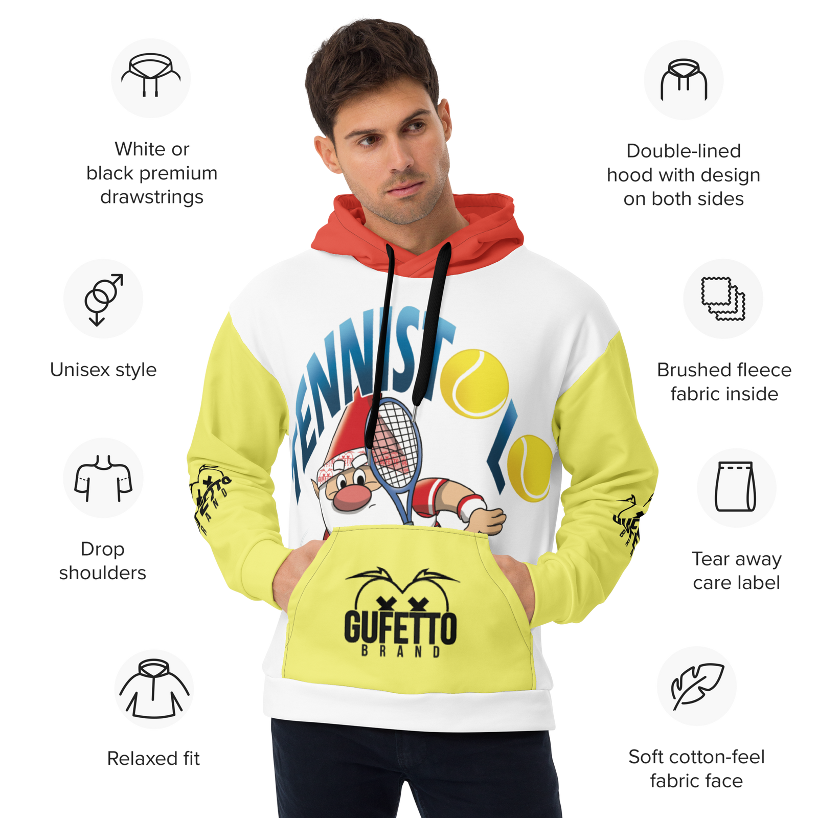 Felpa con cappuccio Uomo/Donna Tennistolo - Gufetto Brand 