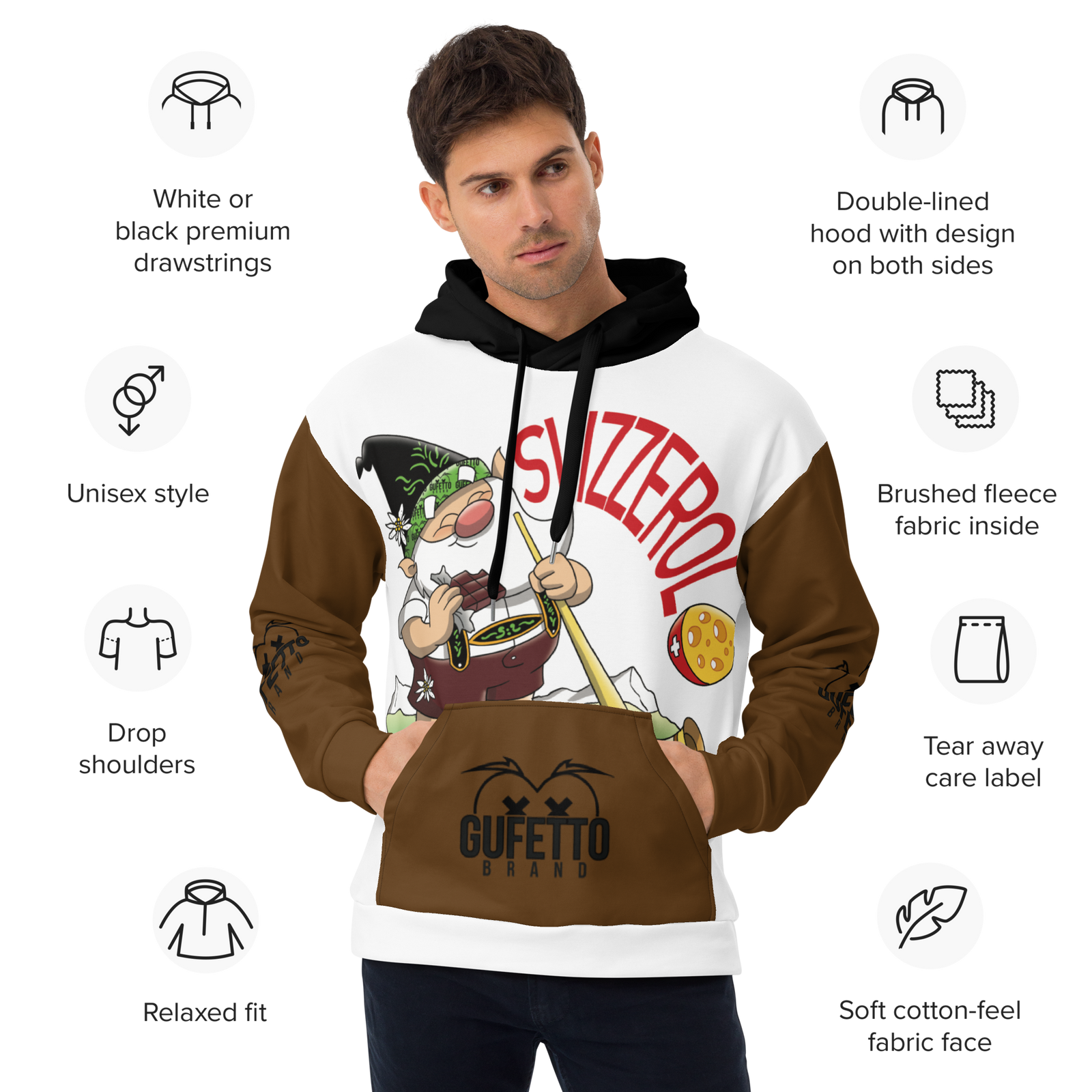 Felpa con cappuccio Uomo/Donna SVIZZEROLO - Gufetto Brand 