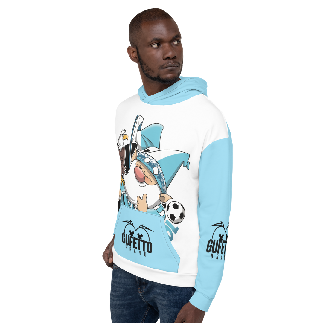 Felpa con cappuccio Uomo/Donna BIANCO CELESTOLO - Gufetto Brand 