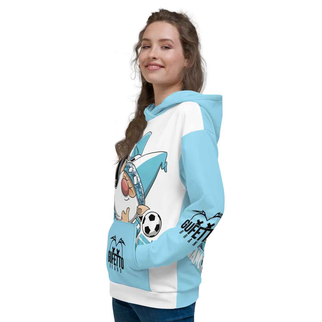 Felpa con cappuccio Uomo/Donna BIANCO CELESTOLO - Gufetto Brand 