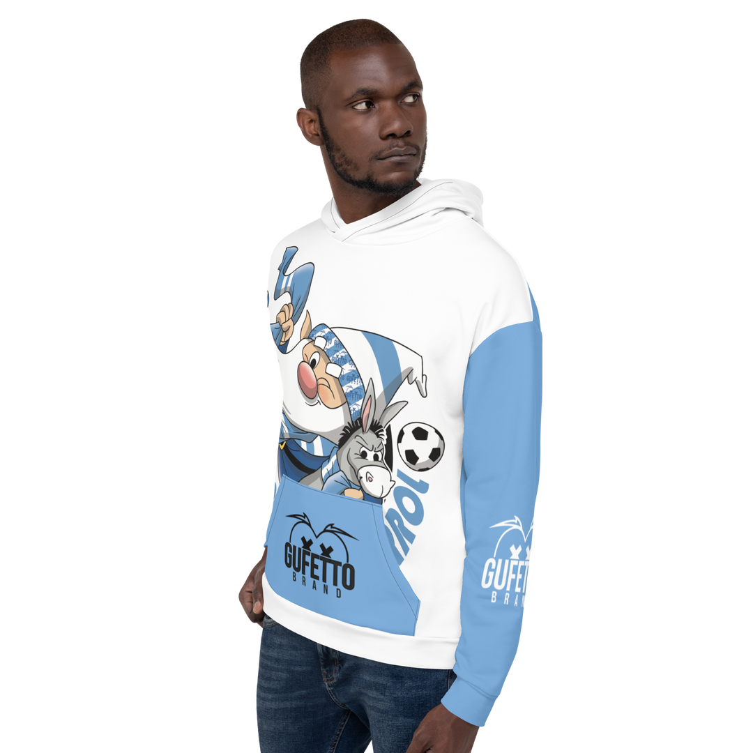 Felpa con cappuccio Uomo/Donna BIANCO AZZURROLO - Gufetto Brand 