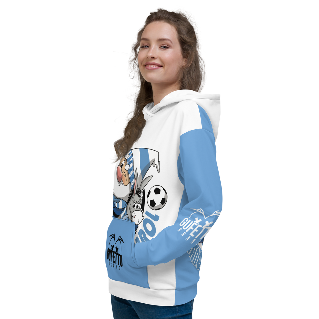 Felpa con cappuccio Uomo/Donna BIANCO AZZURROLO - Gufetto Brand 