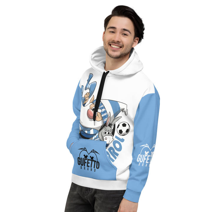 Felpa con cappuccio Uomo/Donna BIANCO AZZURROLO - Gufetto Brand 