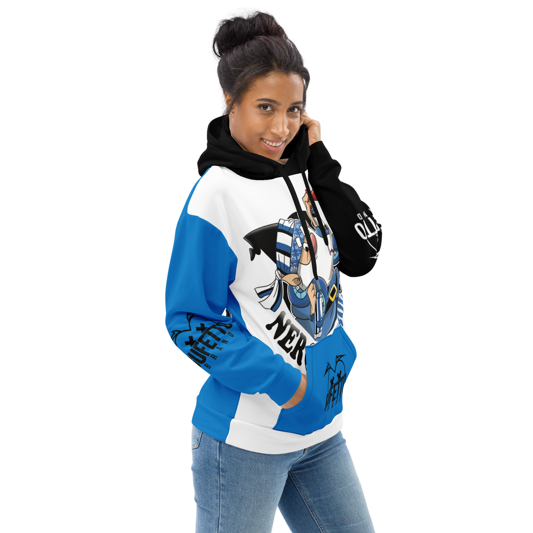 Felpa con cappuccio Uomo/Donna NERO AZZURROLO - Gufetto Brand 