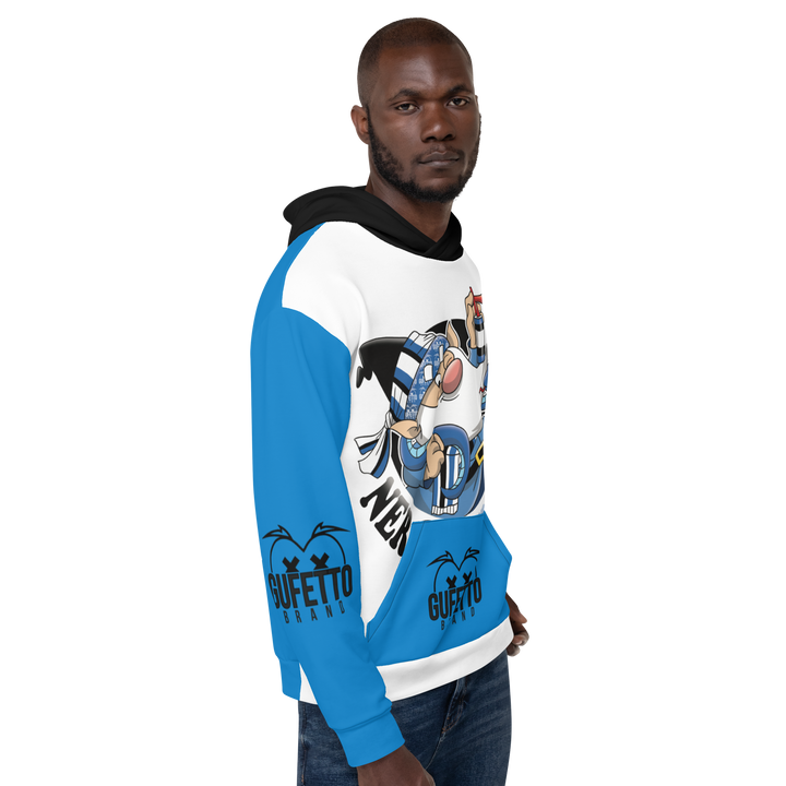 Felpa con cappuccio Uomo/Donna NERO AZZURROLO - Gufetto Brand 