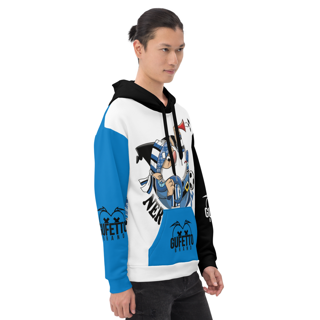 Felpa con cappuccio Uomo/Donna NERO AZZURROLO - Gufetto Brand 