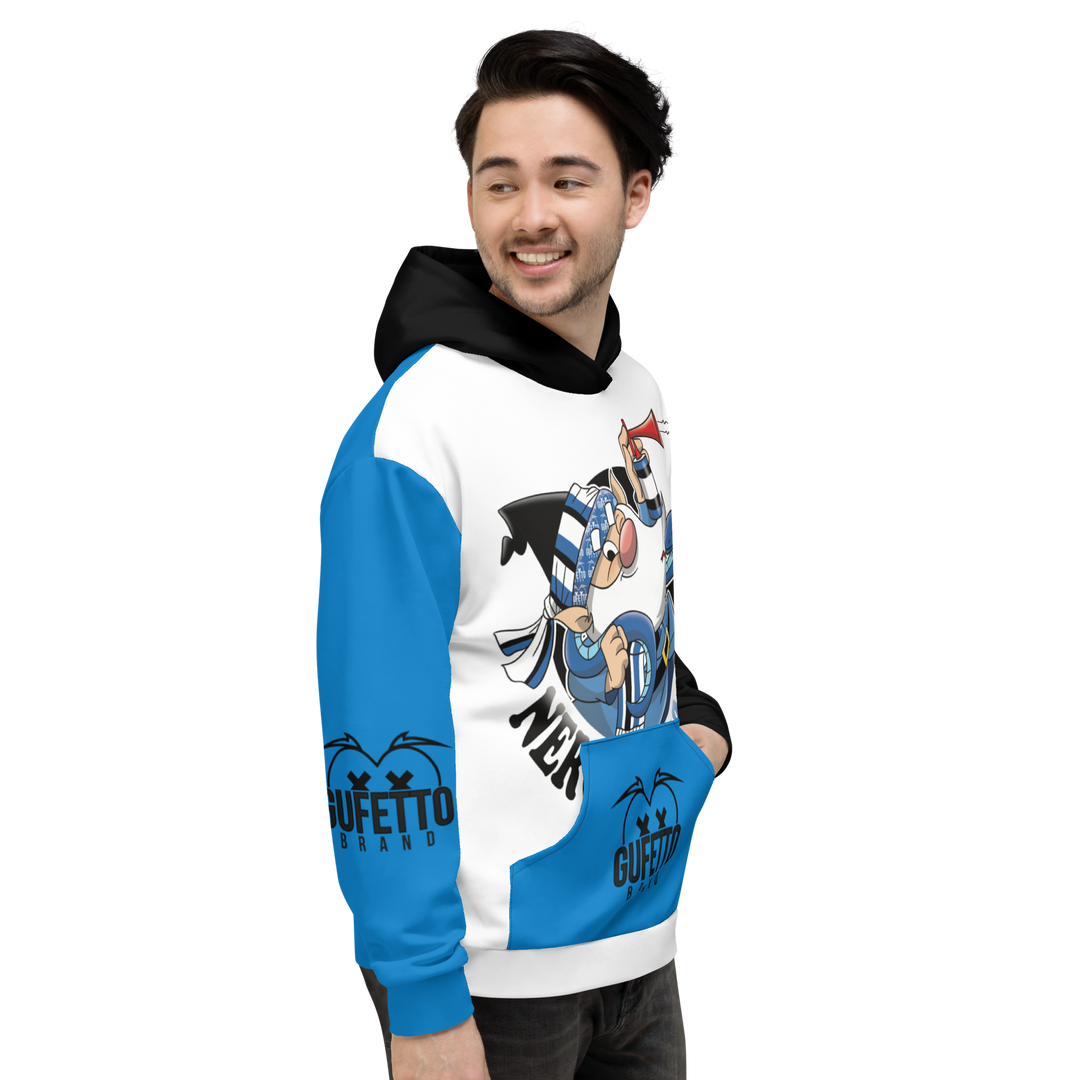 Felpa con cappuccio Uomo/Donna NERO AZZURROLO - Gufetto Brand 