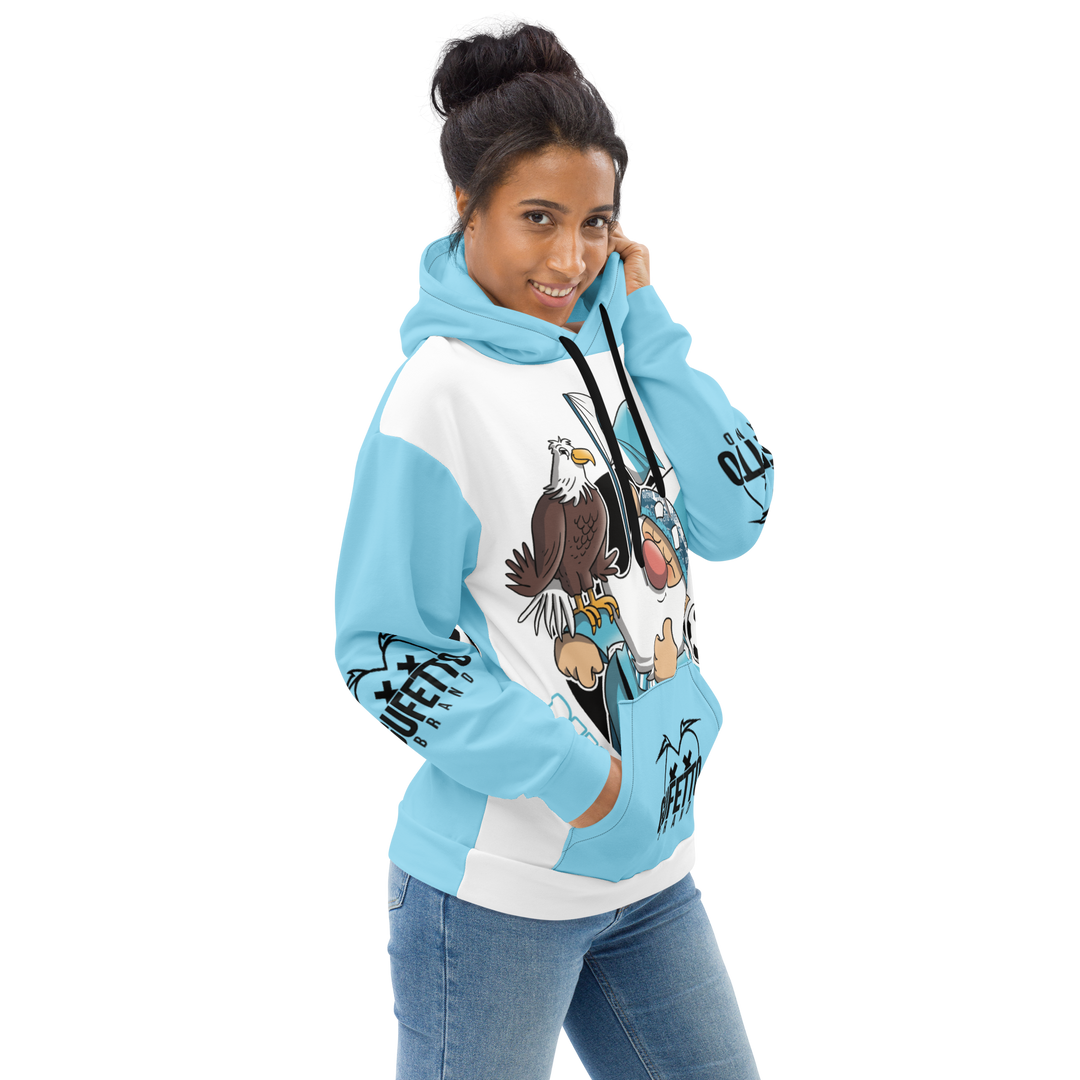 Felpa con cappuccio Uomo/Donna BIANCO CELESTOLO - Gufetto Brand 