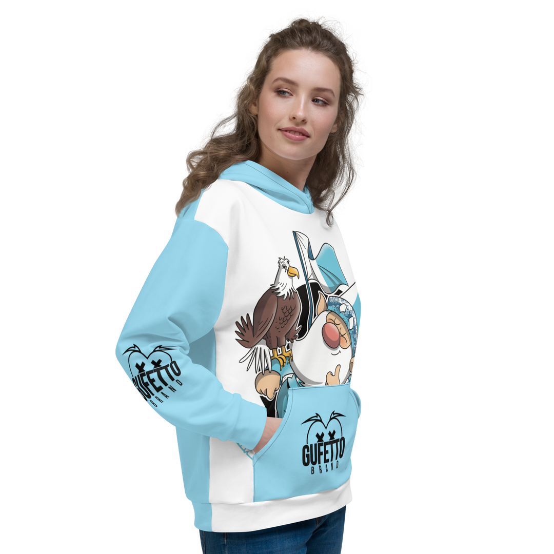 Felpa con cappuccio Uomo/Donna BIANCO CELESTOLO - Gufetto Brand 
