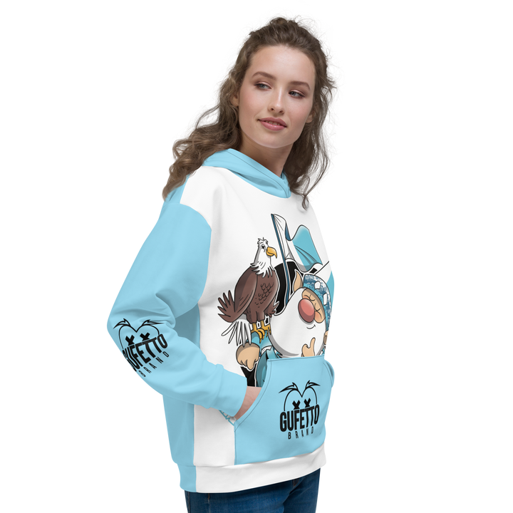 Felpa con cappuccio Uomo/Donna BIANCO CELESTOLO - Gufetto Brand 