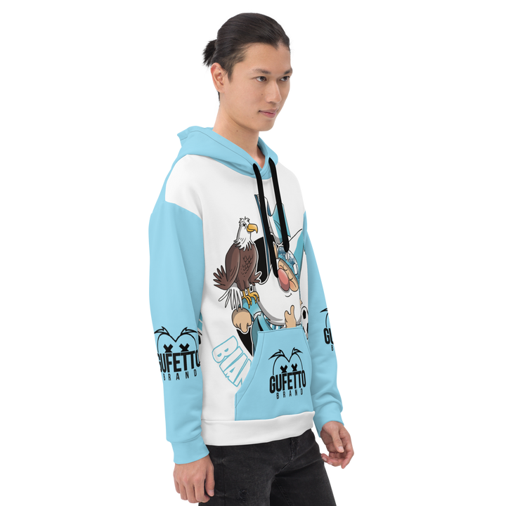 Felpa con cappuccio Uomo/Donna BIANCO CELESTOLO - Gufetto Brand 