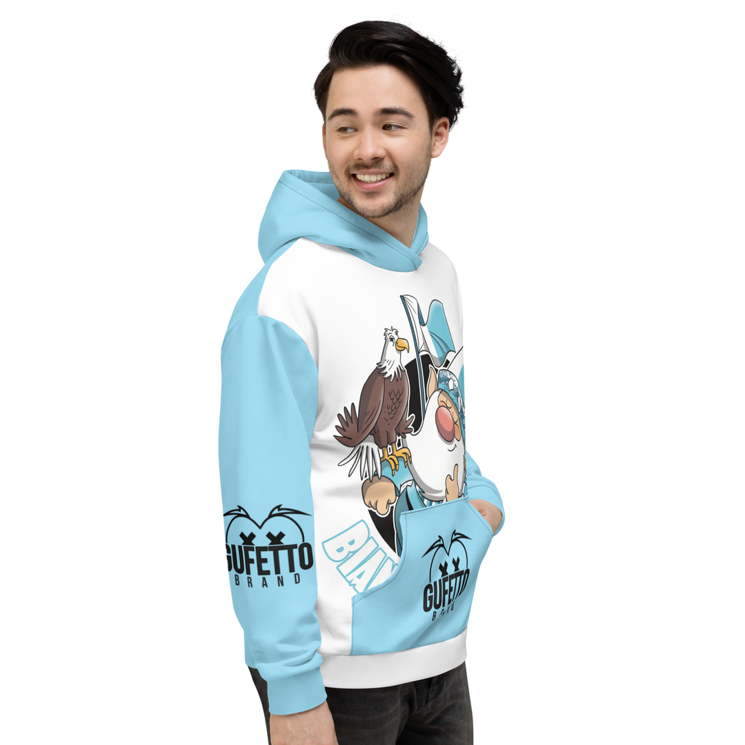 Felpa con cappuccio Uomo/Donna BIANCO CELESTOLO - Gufetto Brand 
