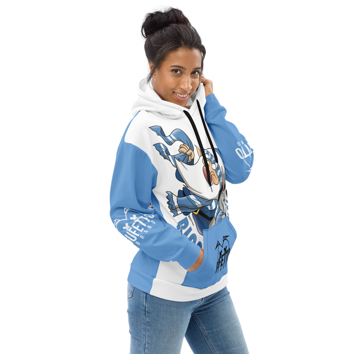 Felpa con cappuccio Uomo/Donna BIANCO AZZURROLO - Gufetto Brand 