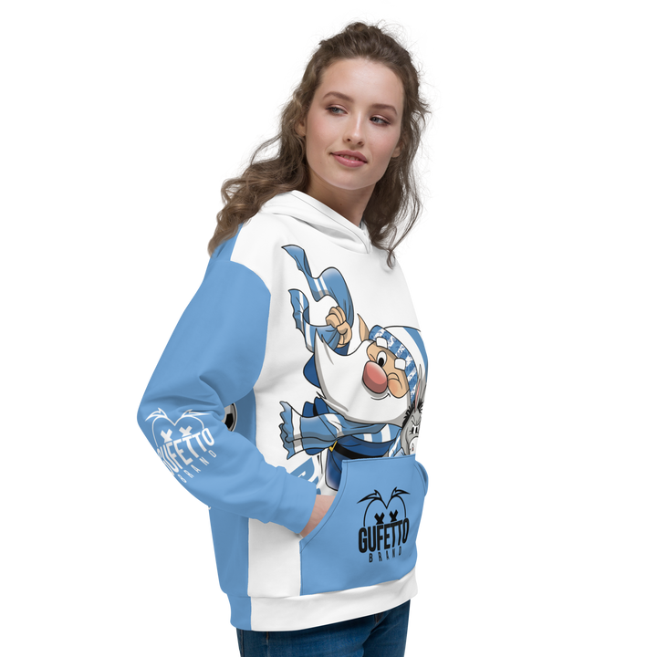 Felpa con cappuccio Uomo/Donna BIANCO AZZURROLO - Gufetto Brand 