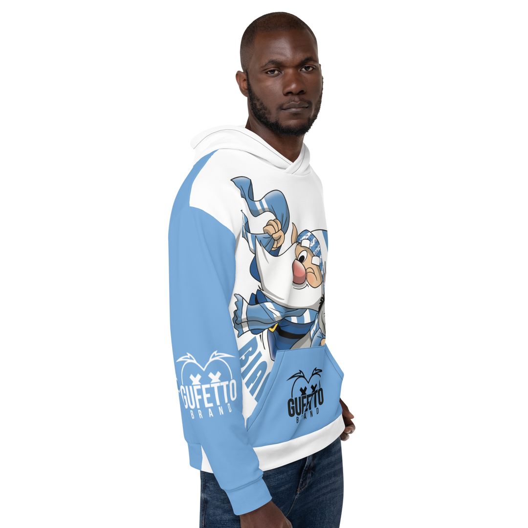 Felpa con cappuccio Uomo/Donna BIANCO AZZURROLO - Gufetto Brand 
