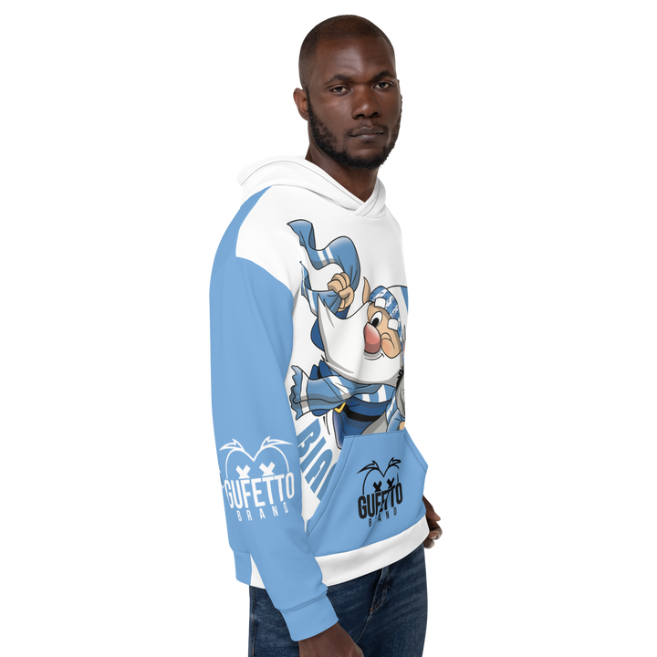 Felpa con cappuccio Uomo/Donna BIANCO AZZURROLO - Gufetto Brand 