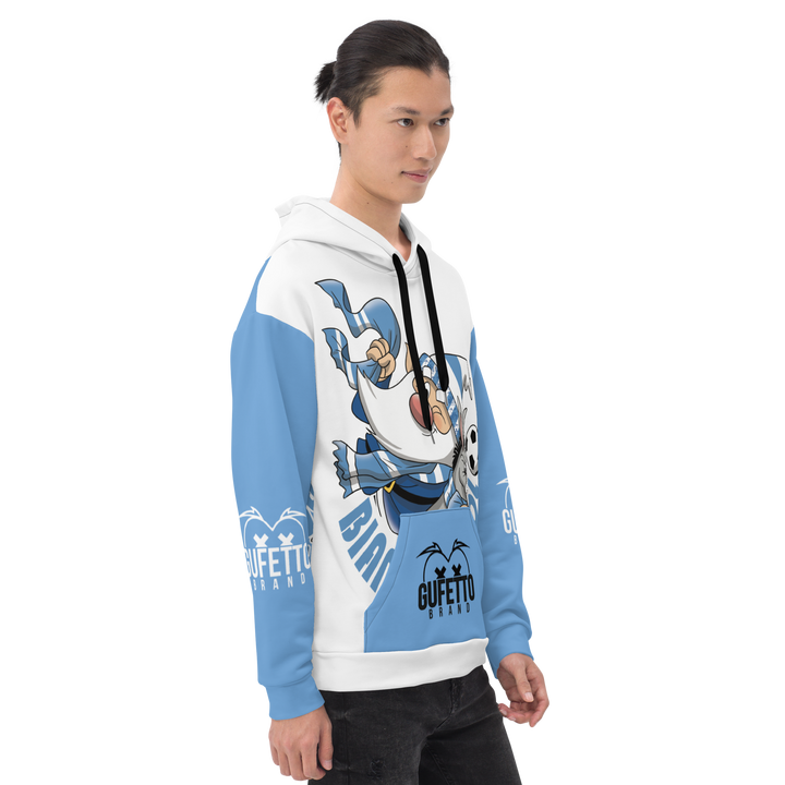 Felpa con cappuccio Uomo/Donna BIANCO AZZURROLO - Gufetto Brand 