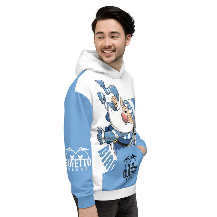 Felpa con cappuccio Uomo/Donna BIANCO AZZURROLO - Gufetto Brand 
