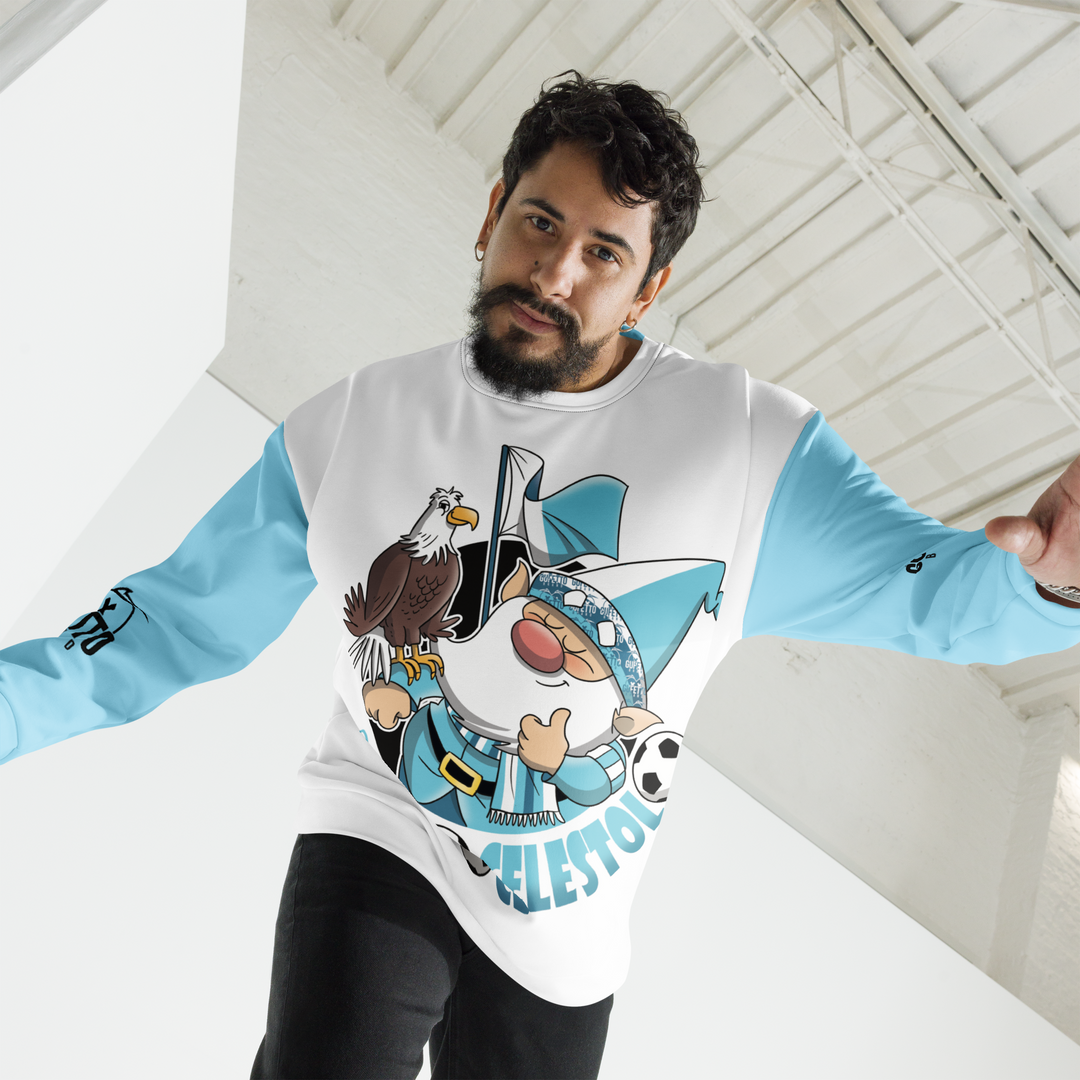 Felpa unisex Uomo/Donna BIANCO CELESTOLO - Gufetto Brand 