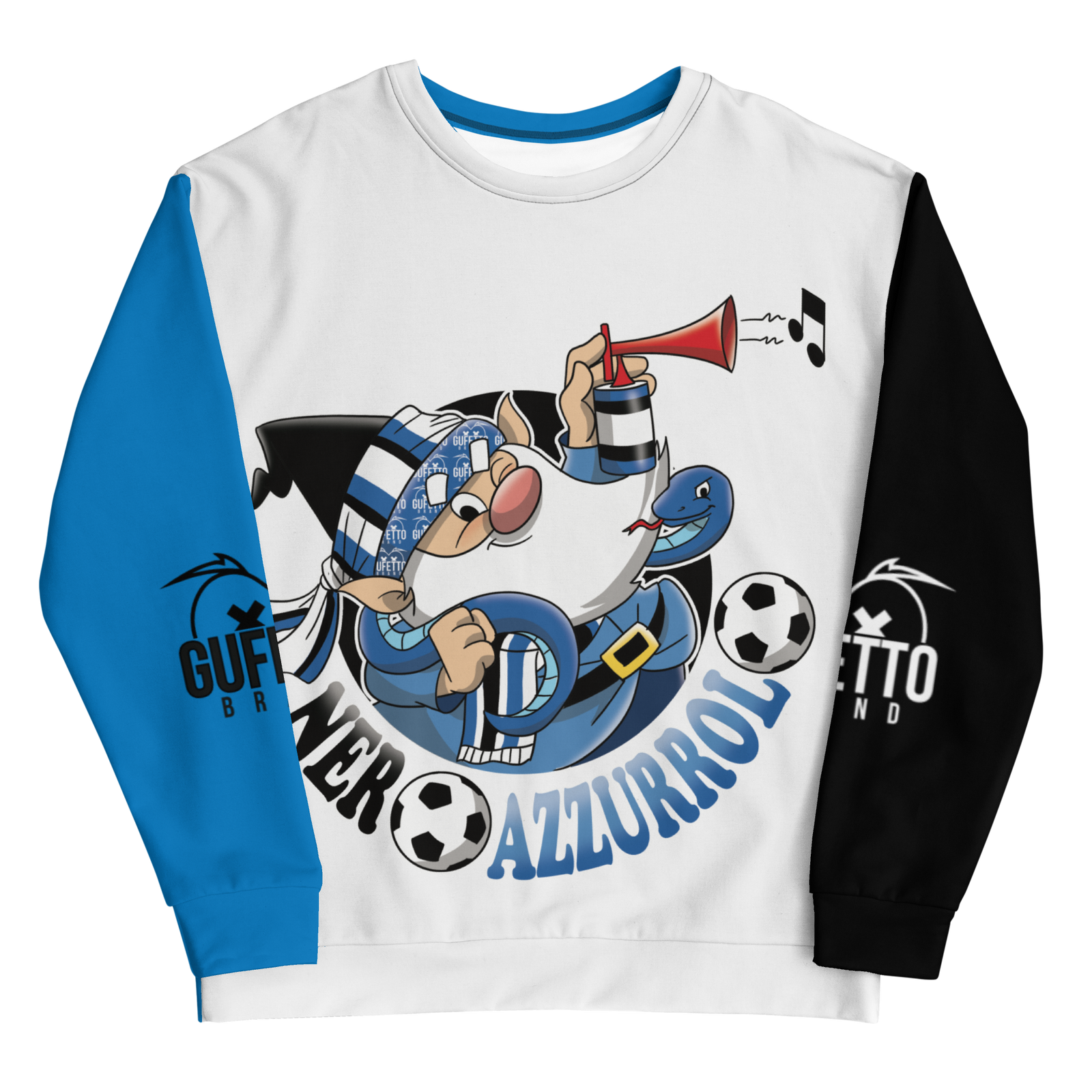 Felpa unisex Uomo/Donna NEROAZZURROLO - Gufetto Brand 