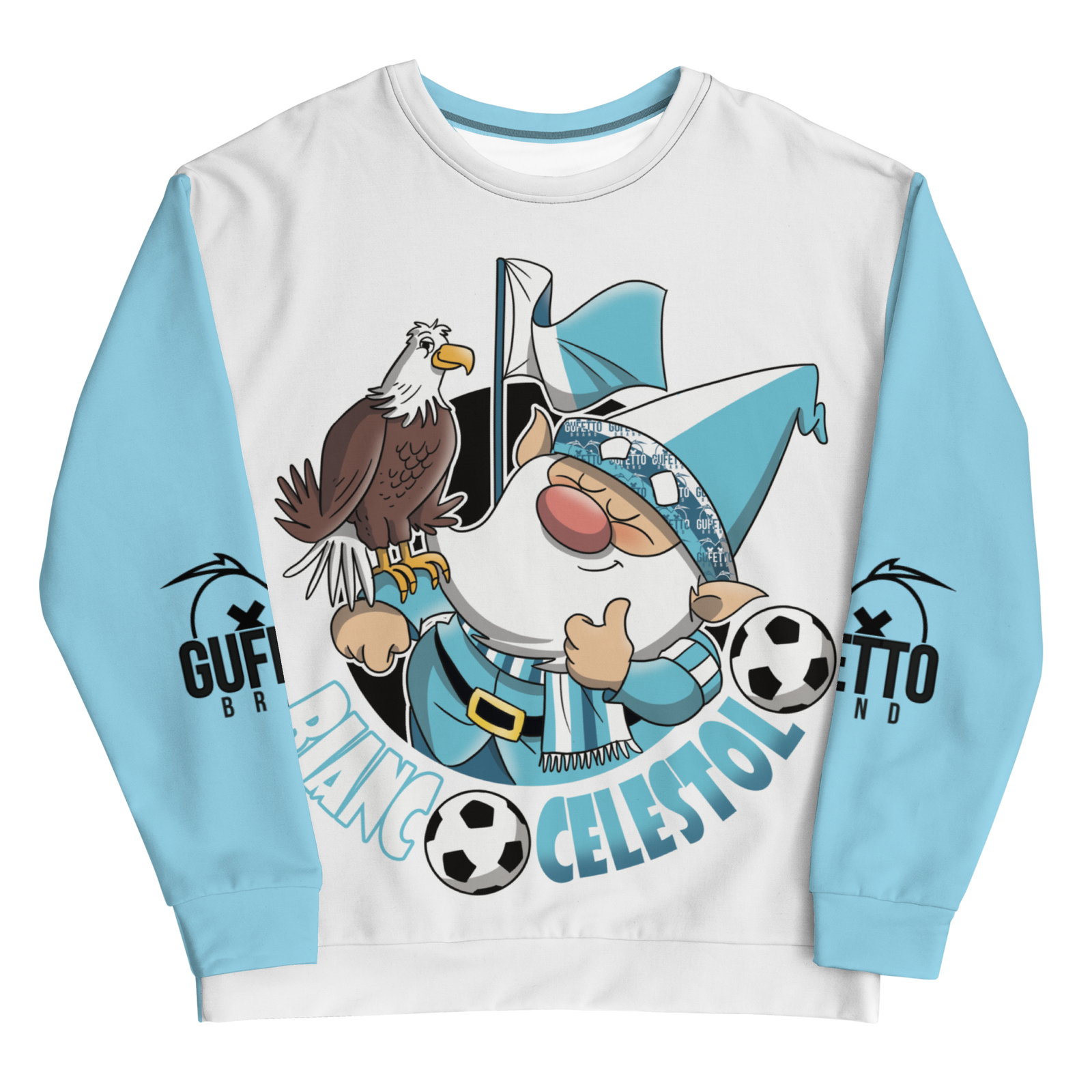 Felpa unisex Uomo/Donna BIANCO CELESTOLO - Gufetto Brand 