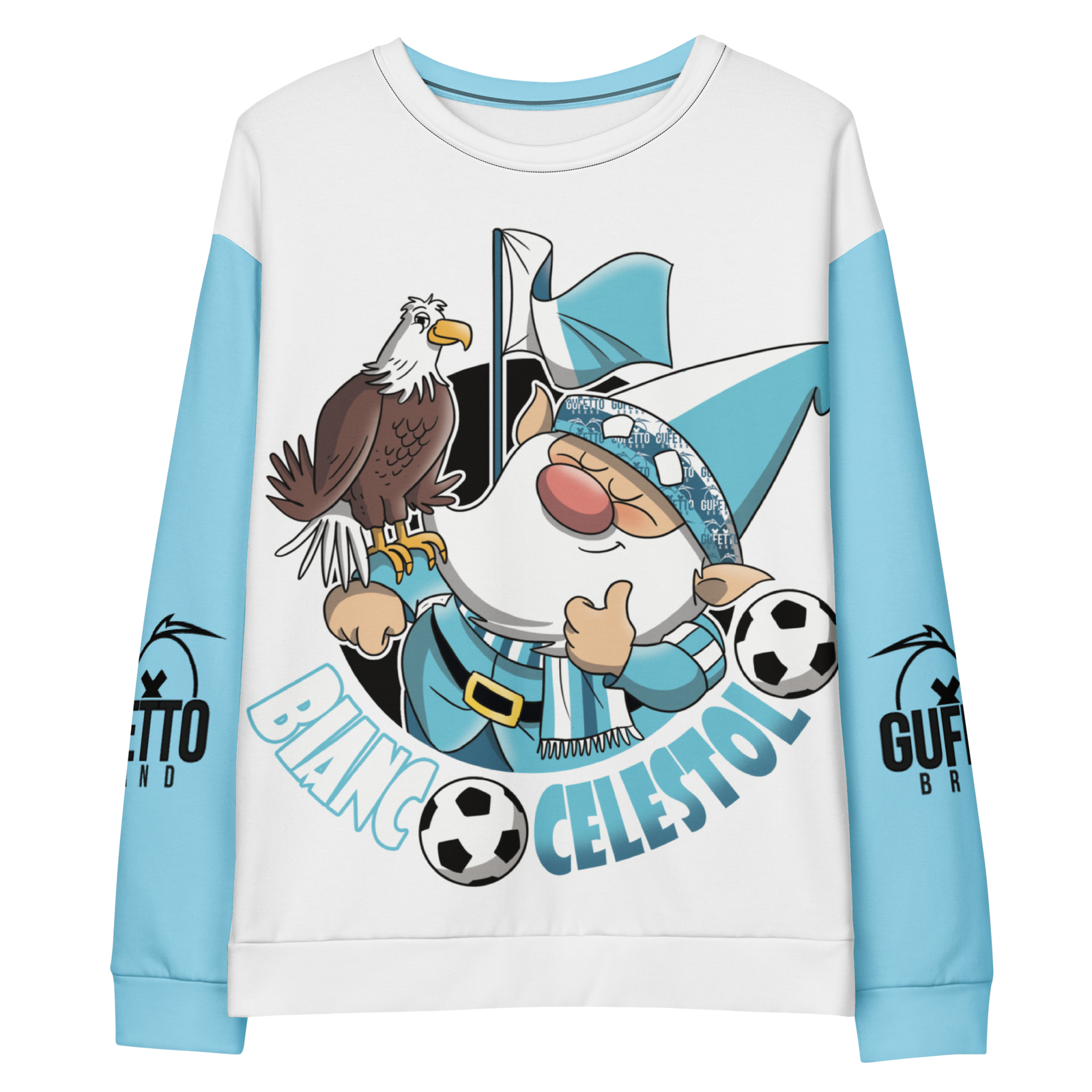 Felpa unisex Uomo/Donna BIANCO CELESTOLO - Gufetto Brand 