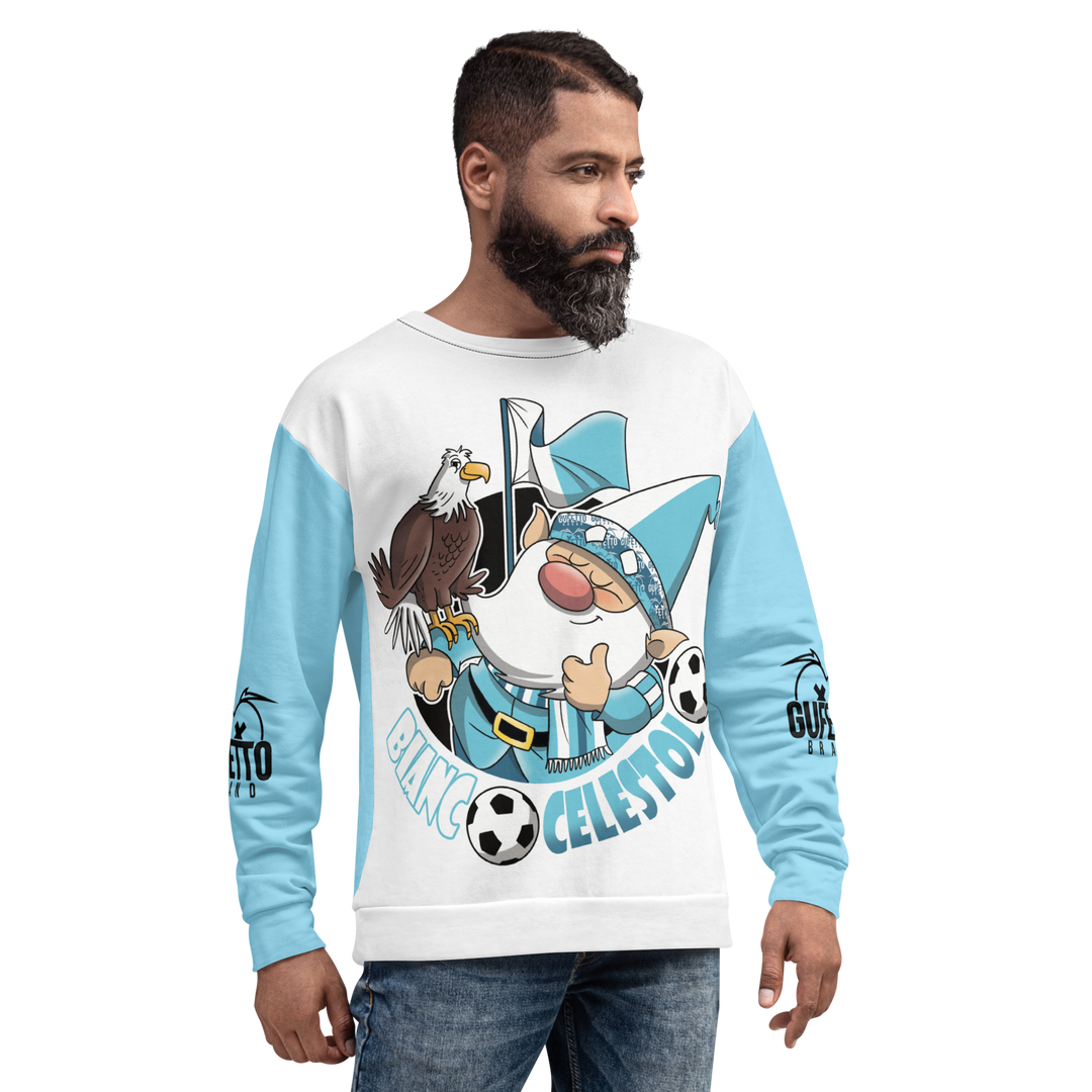 Felpa unisex Uomo/Donna BIANCO CELESTOLO - Gufetto Brand 
