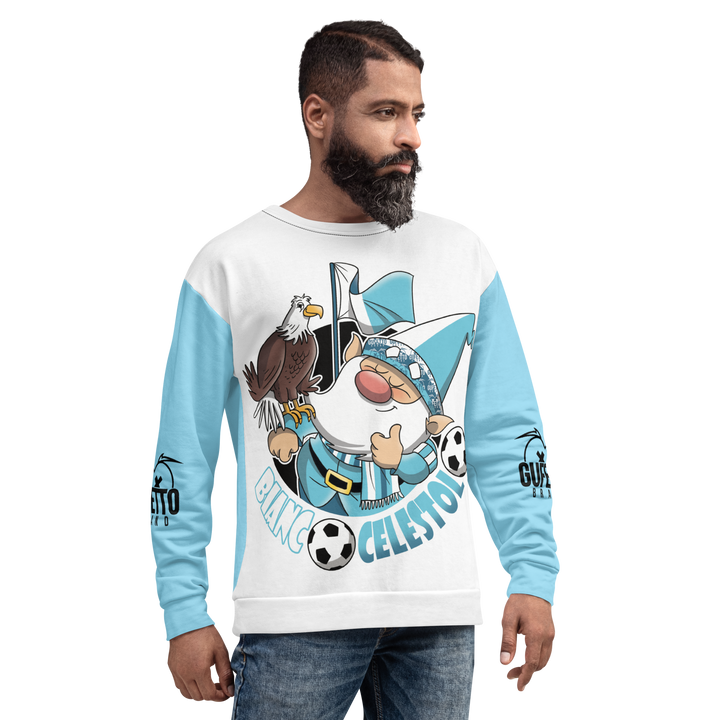 Felpa unisex Uomo/Donna BIANCO CELESTOLO - Gufetto Brand 