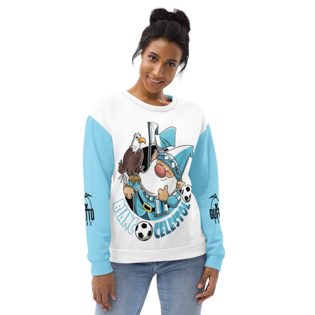 Felpa unisex Uomo/Donna BIANCO CELESTOLO - Gufetto Brand 