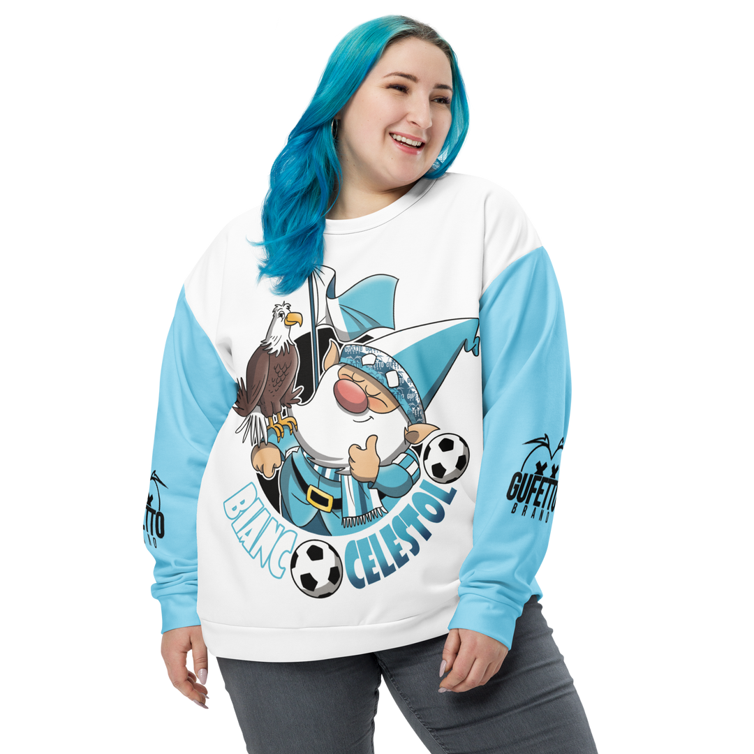 Felpa unisex Uomo/Donna BIANCO CELESTOLO - Gufetto Brand 