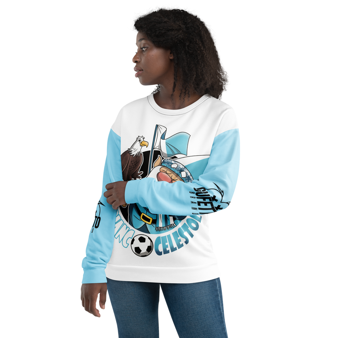 Felpa unisex Uomo/Donna BIANCO CELESTOLO - Gufetto Brand 