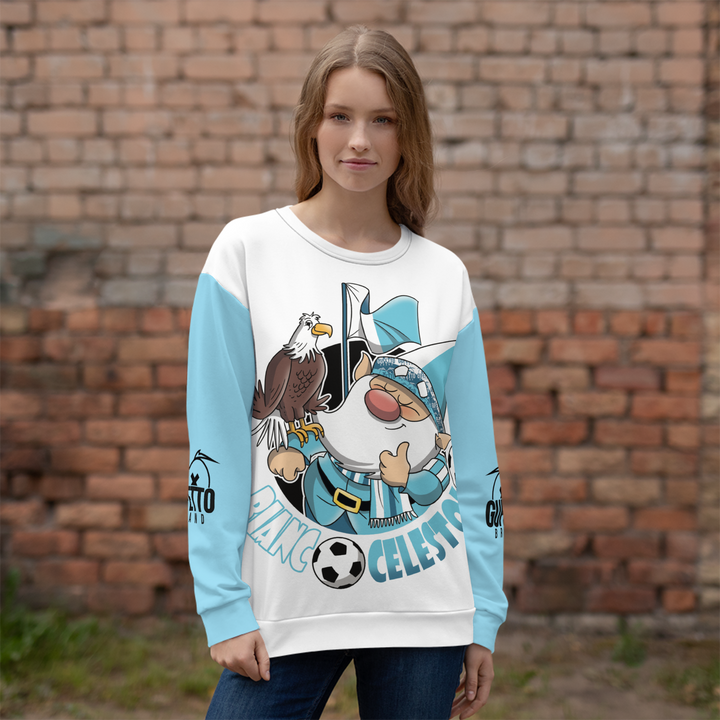 Felpa unisex Uomo/Donna BIANCO CELESTOLO - Gufetto Brand 