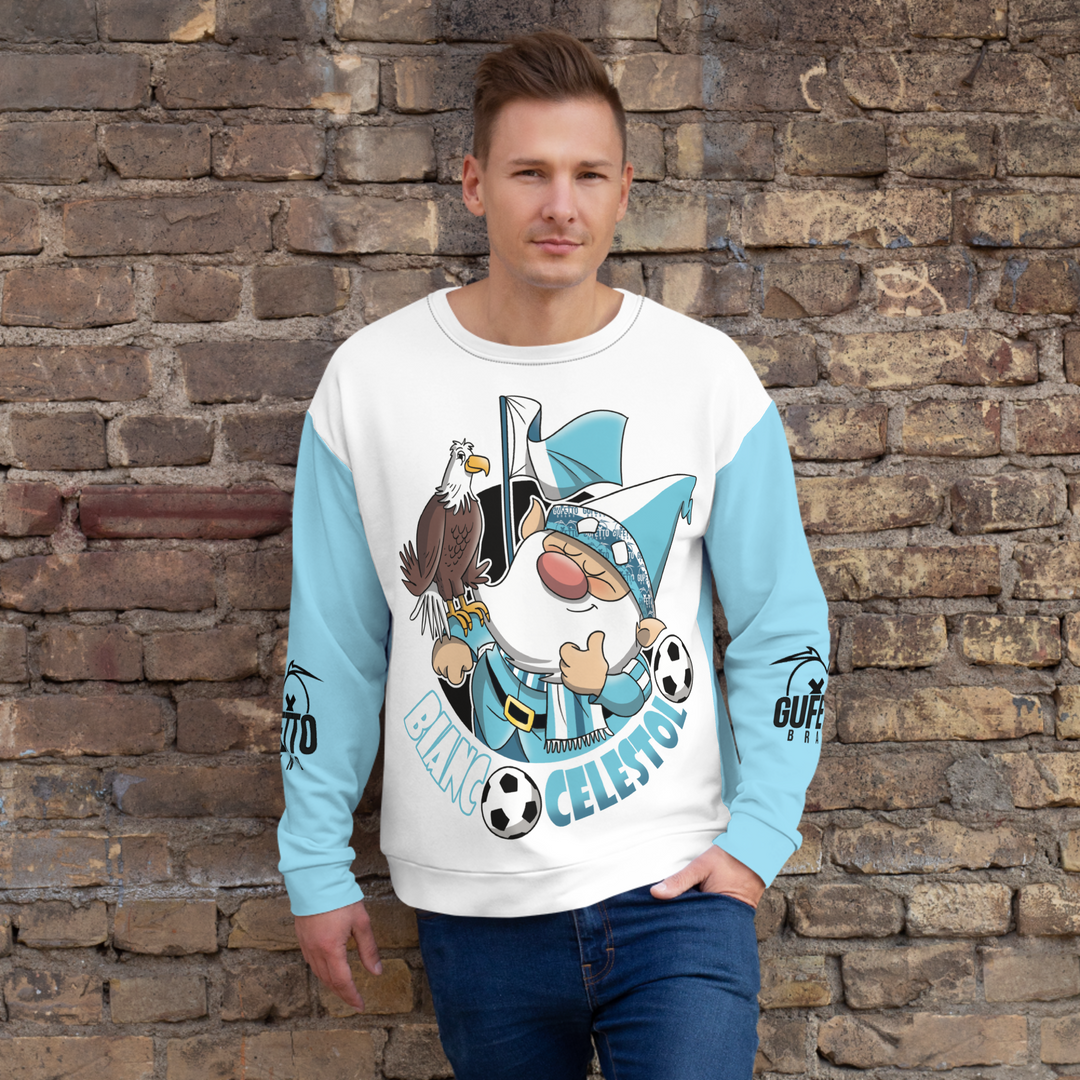 Felpa unisex Uomo/Donna BIANCO CELESTOLO - Gufetto Brand 