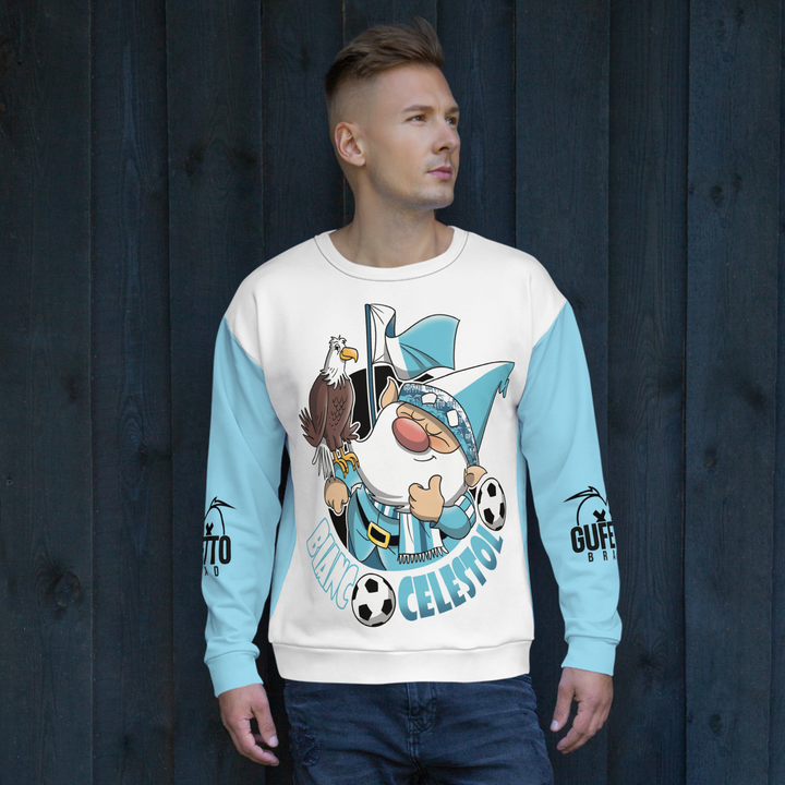 Felpa unisex Uomo/Donna BIANCO CELESTOLO - Gufetto Brand 