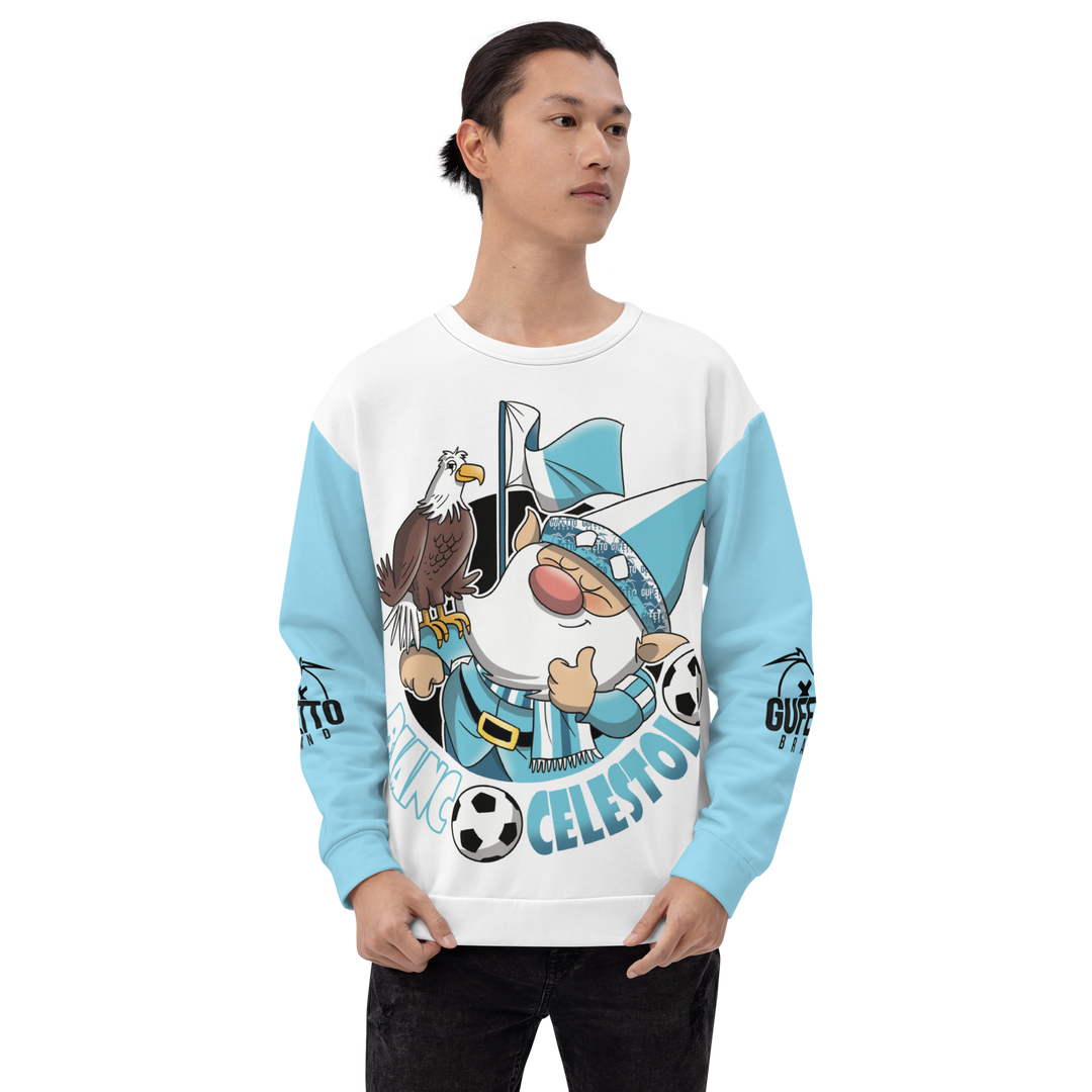 Felpa unisex Uomo/Donna BIANCO CELESTOLO - Gufetto Brand 
