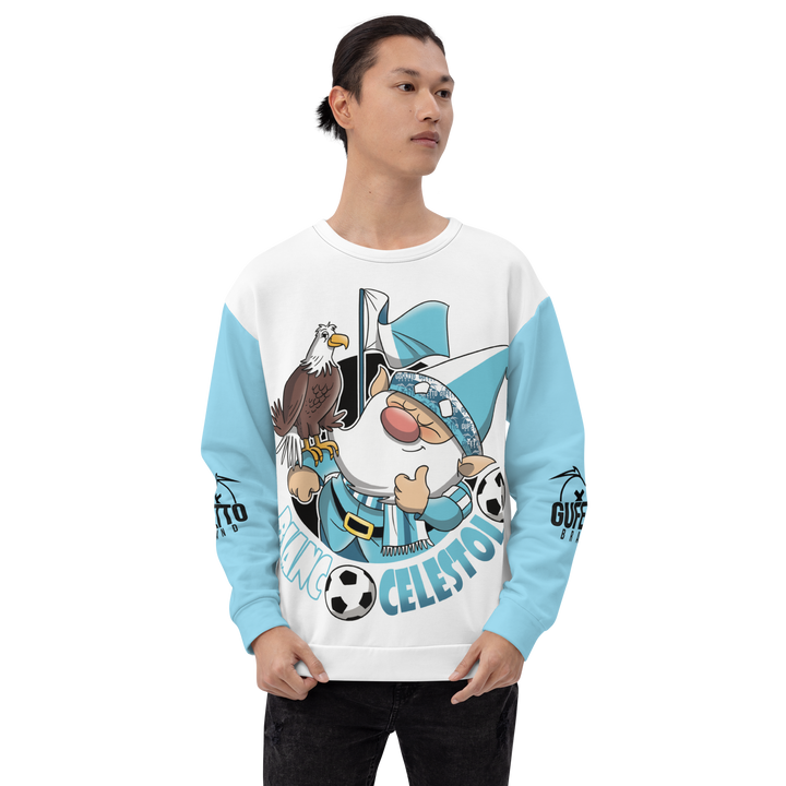Felpa unisex Uomo/Donna BIANCO CELESTOLO - Gufetto Brand 
