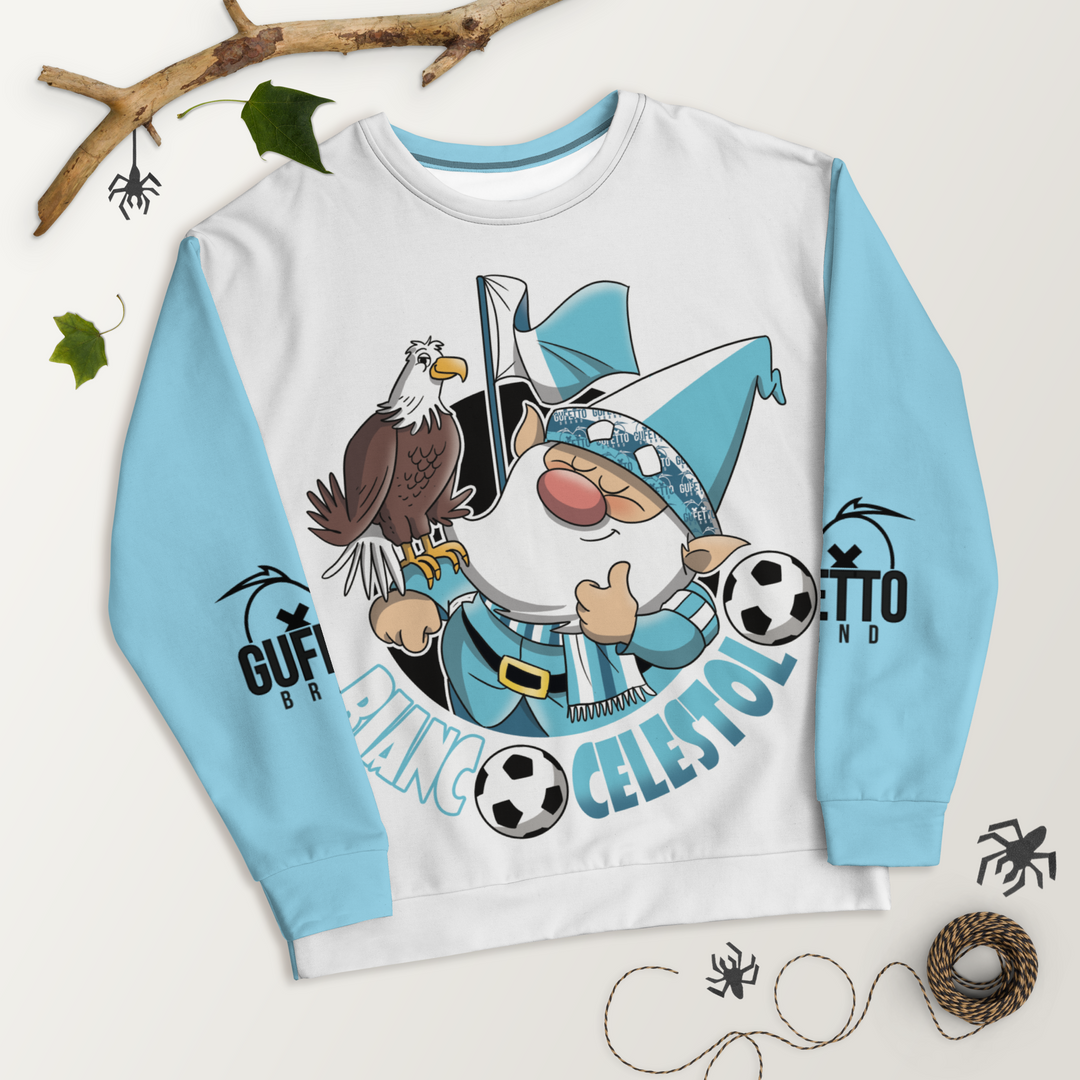 Felpa unisex Uomo/Donna BIANCO CELESTOLO - Gufetto Brand 