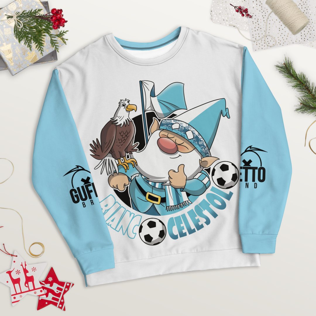 Felpa unisex Uomo/Donna BIANCO CELESTOLO - Gufetto Brand 