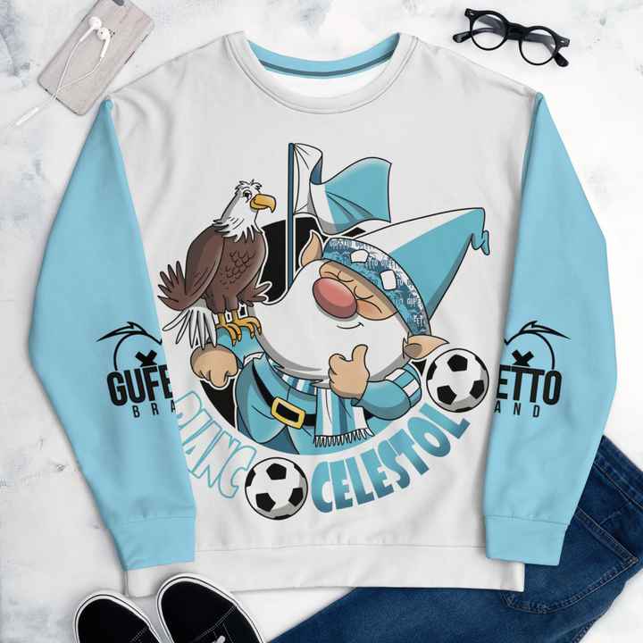 Felpa unisex Uomo/Donna BIANCO CELESTOLO - Gufetto Brand 
