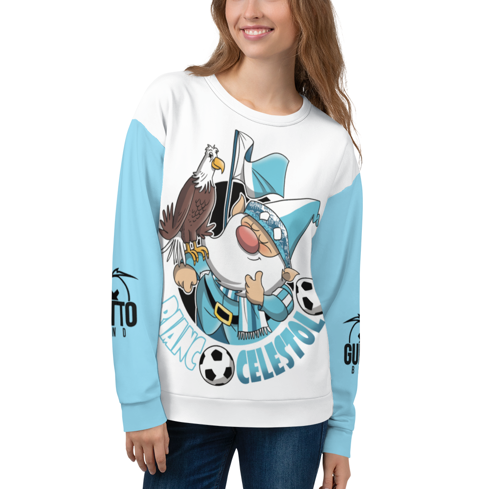 Felpa unisex Uomo/Donna BIANCO CELESTOLO - Gufetto Brand 