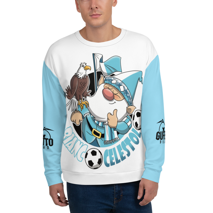 Felpa unisex Uomo/Donna BIANCO CELESTOLO - Gufetto Brand 